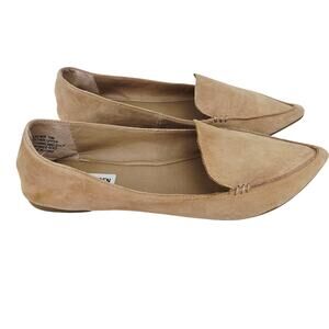 Steve Madden Feather Leather Loafers Mules Flats Beige Tan 10